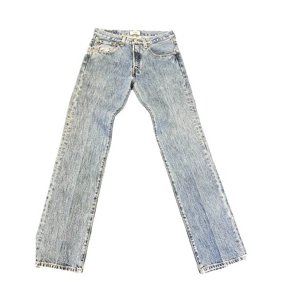 Y2K Mens Levi’s 501 XX Button Fly Jeans 31x34 Made in Mexico Light Blue Denim - Picture 1 of 11